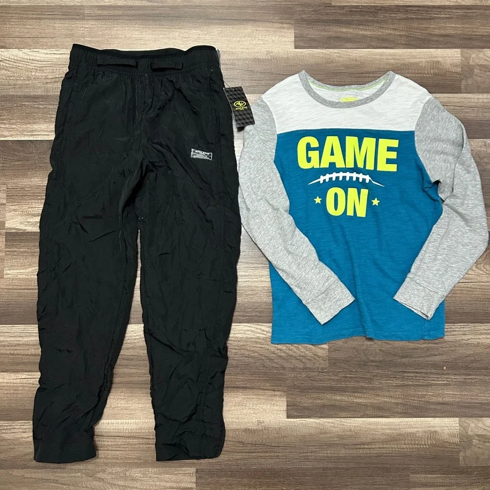 Athletic Works OshKosh Jogger Shirt Set Kids 10-12 Black Blue Casual Activewear